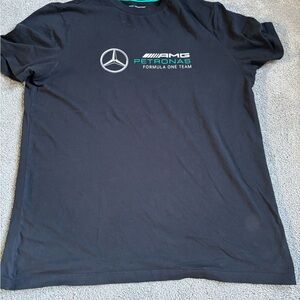Mercedes AMG Petronas Black Tee with Silver Logo